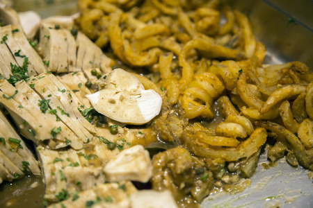 fried chicken with tomato with soup. Thai cuisine menu.の写真素材