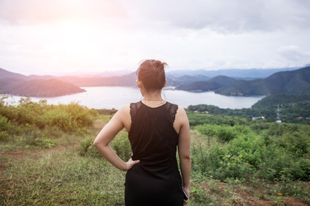 backyard of woman in landlord property look for area to invest property industryの写真素材