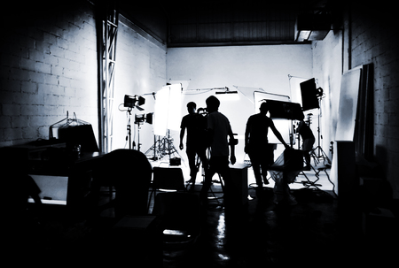 silhouette media production studio to making cinema or broadcast in media industryの写真素材
