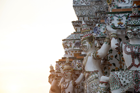 exterior old temple names Arun-Amarin the rayal temple in history of Thailand. destination of Bangkok Thailandの写真素材