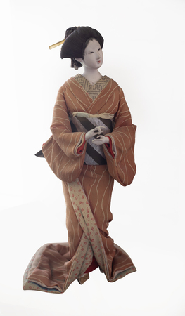 1 January 2019,Nakorn Rachasima ,Thailandvintage Japanese ceramic doll on white background (include clipping path)の写真素材