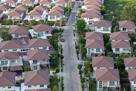 new single house property for new land from top view in real estate industryの写真素材