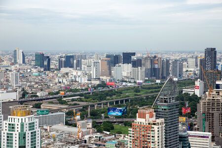 24 August 2019,Bangkok Thailand. Ladscape Bangkok capital city of Thailand with high building from top viewのeditorial素材