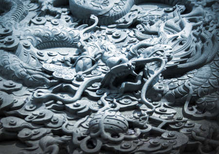 oriental dragon figure exterior Chinese decoration pupblic temple in asiaの写真素材