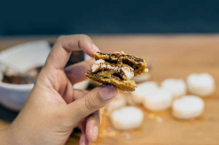 bite the dessert for good emotion of sweet to relaxの写真素材