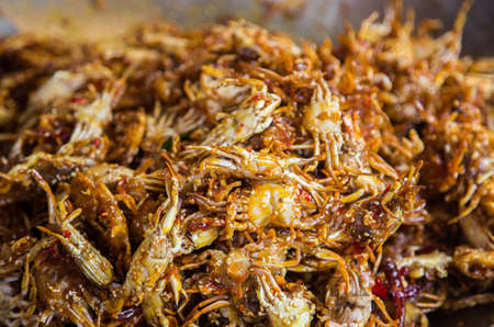 crispy sweet baby crab seafood of  Thai street food menu with chilly and sweet sauceの写真素材