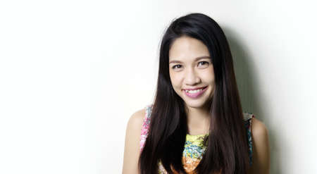asian woman model smile on white backgroundの写真素材