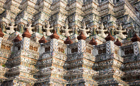 Mosaic decoration details of the buddhism temple in Bangkok, Thailandの写真素材