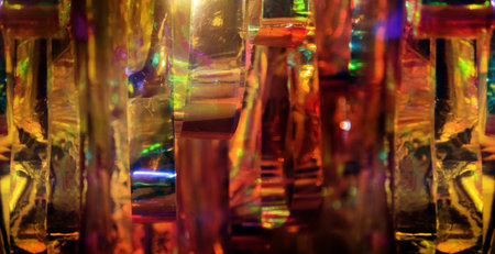 coloring decoration in party time with golden glitter colour plastic tape for backgroundの写真素材