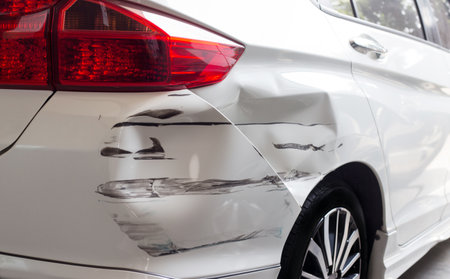 close up hit and run crashed Car auto insueranceの写真素材