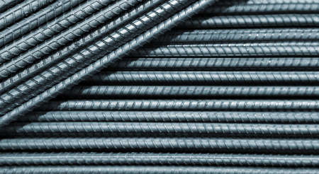 close up steel bar in corner for show texture of steel in construction site for background.