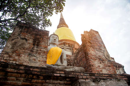 Ancient buddhism temple in historical place in Ayuthaya Thailand of Asianの写真素材