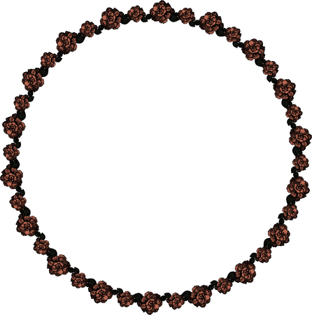 A wreath of a gentle pink rose on a white background. Vector.のイラスト素材