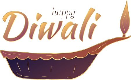 Happy Diwali! Indian lamp on the white background. Banner. Vector.のイラスト素材