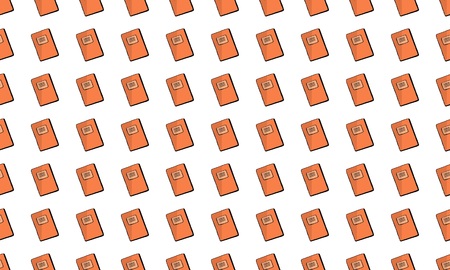 Seamless pattern of orange exercise books on white background. Vector.のイラスト素材