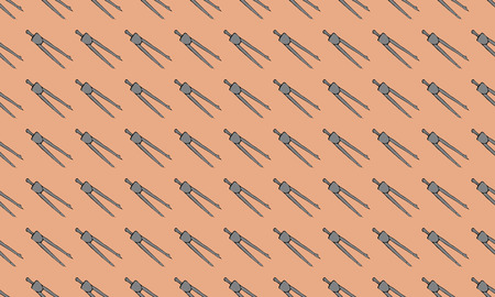 Seamless pattern. Compasses on the coral background. Vector.のイラスト素材