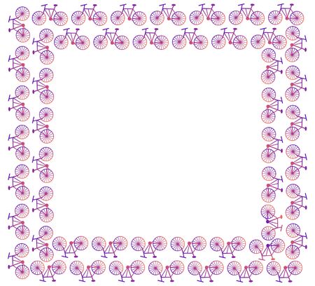 A square frame of bicycles on a white background. Vector.のイラスト素材