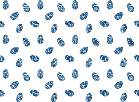 Seamless pattern of easter eggs in classic blue color on a white background. Trendy color 2020....