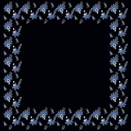 A square frame of hand-drawn baby tigers, lionsのイラスト素材