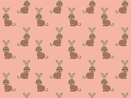 Cartoon cute seamless pattern of African bush hares with blushing, smiles, and white outlines on a pink background. Texture for printing on baby clothes, textile, fabric, wrapping paper. Vector.のイラスト素材