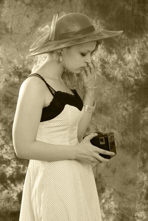 woman with cameraの写真素材