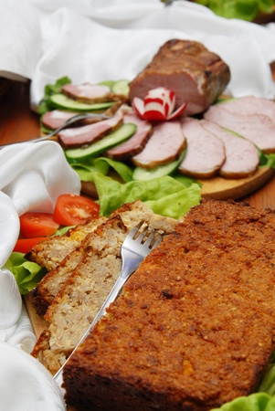 roast and ham on the wedding tableの写真素材