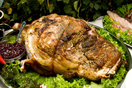 Appetizing and tasty roast pig homemade baking ,  roasting meat .の写真素材