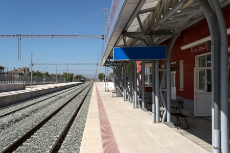 Modernization of railway station - electrification and adding new railsのeditorial素材