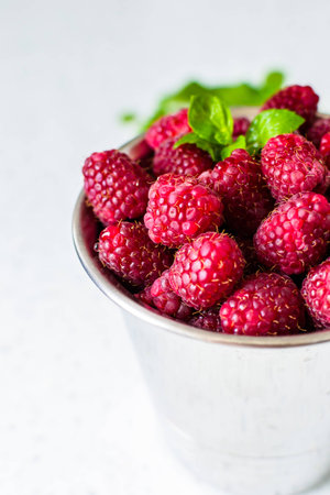 Juice from fresh rasberries with ice drink