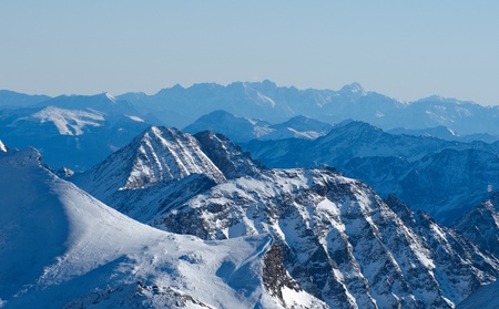 Winter landscape of Austrian Alpsの写真素材