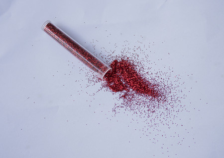 Red glitter from tubeの写真素材
