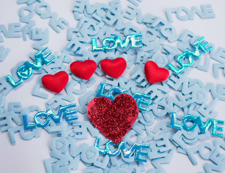Word LOVE with Heart shaped Valentines Dayの写真素材