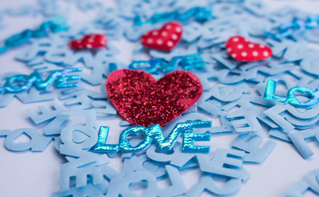 Word LOVE with Heart shaped Valentines Dayの写真素材