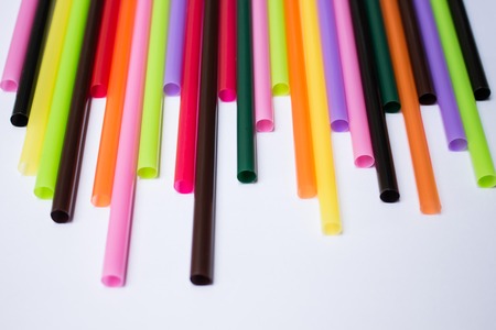 Straw for drink on white backgroundの写真素材