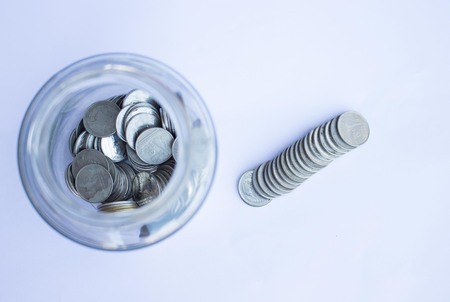 Coins for saving on white background