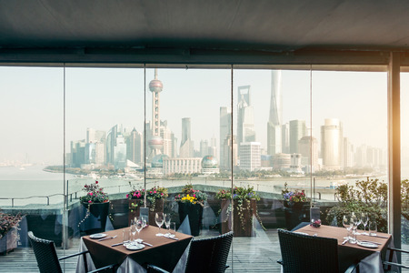 Shanghai huangpu river financial centerのeditorial素材