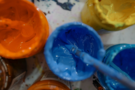 Paint and brush paintの写真素材