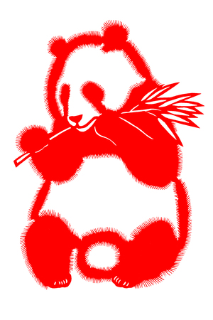 The paper cut of the pandaのイラスト素材
