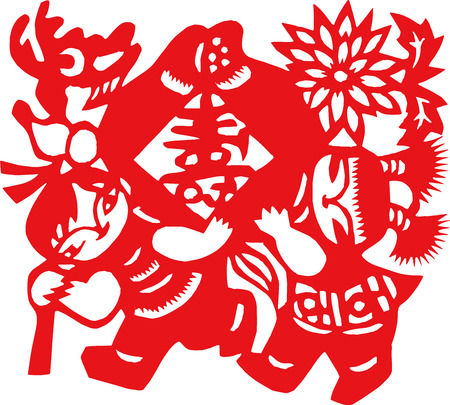 Auspicious paper cut patternsのイラスト素材