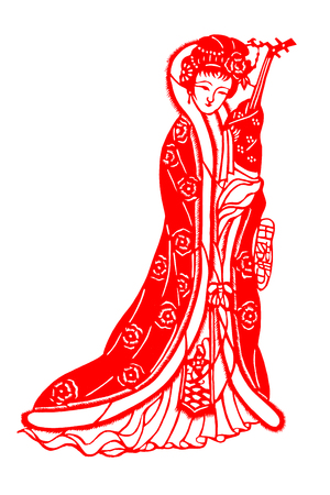 The paper cut pattern of traditional Chinese ladiesのイラスト素材