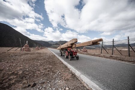 Plateau snow mountain construction road platform