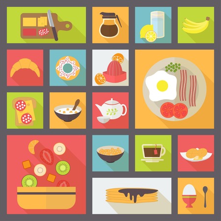 breakfast icons setのイラスト素材