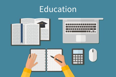 Workplace. Endless education. Training and online study. Business courses.のイラスト素材