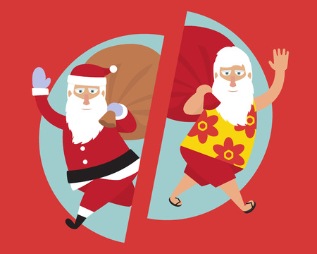 Santa Claus. Merry Christmas and happy new year. Traditional and Santa on vacation.のイラスト素材