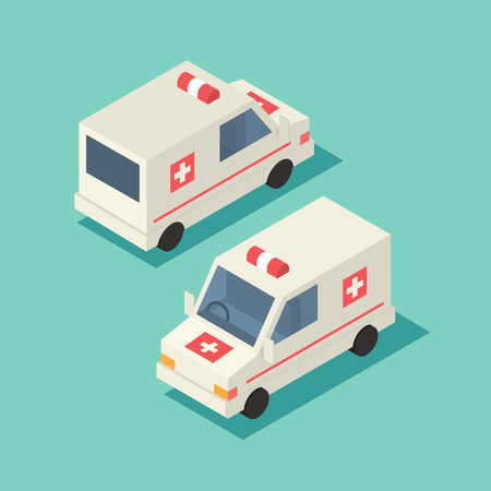 Vector isometric emergency car. Transport ambulance iconのイラスト素材
