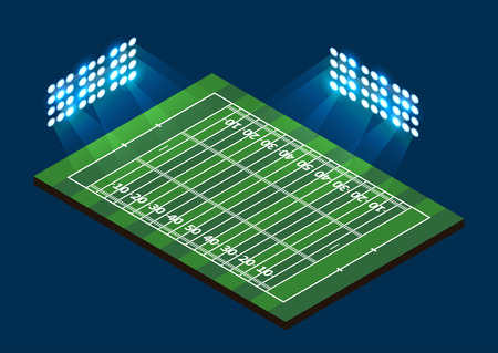 American Football Field. Stadium with light. Vector illustrationのイラスト素材