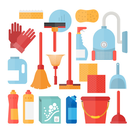 Cleaning service supplies. Household equipment for clean houseのイラスト素材