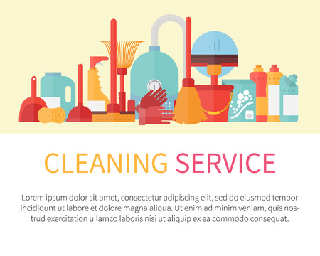 Cleaning service . Housekeeping tools.のイラスト素材