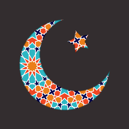 Islamic ramadan greeting card. Islamic Ramadan decoration. Islamic moon and star vector illustration. Ramadan templateのイラスト素材