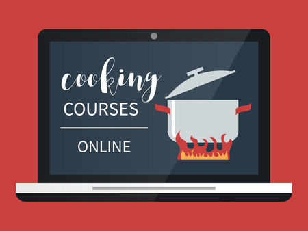 Cooking courses online. Culinary class illustrationのイラスト素材